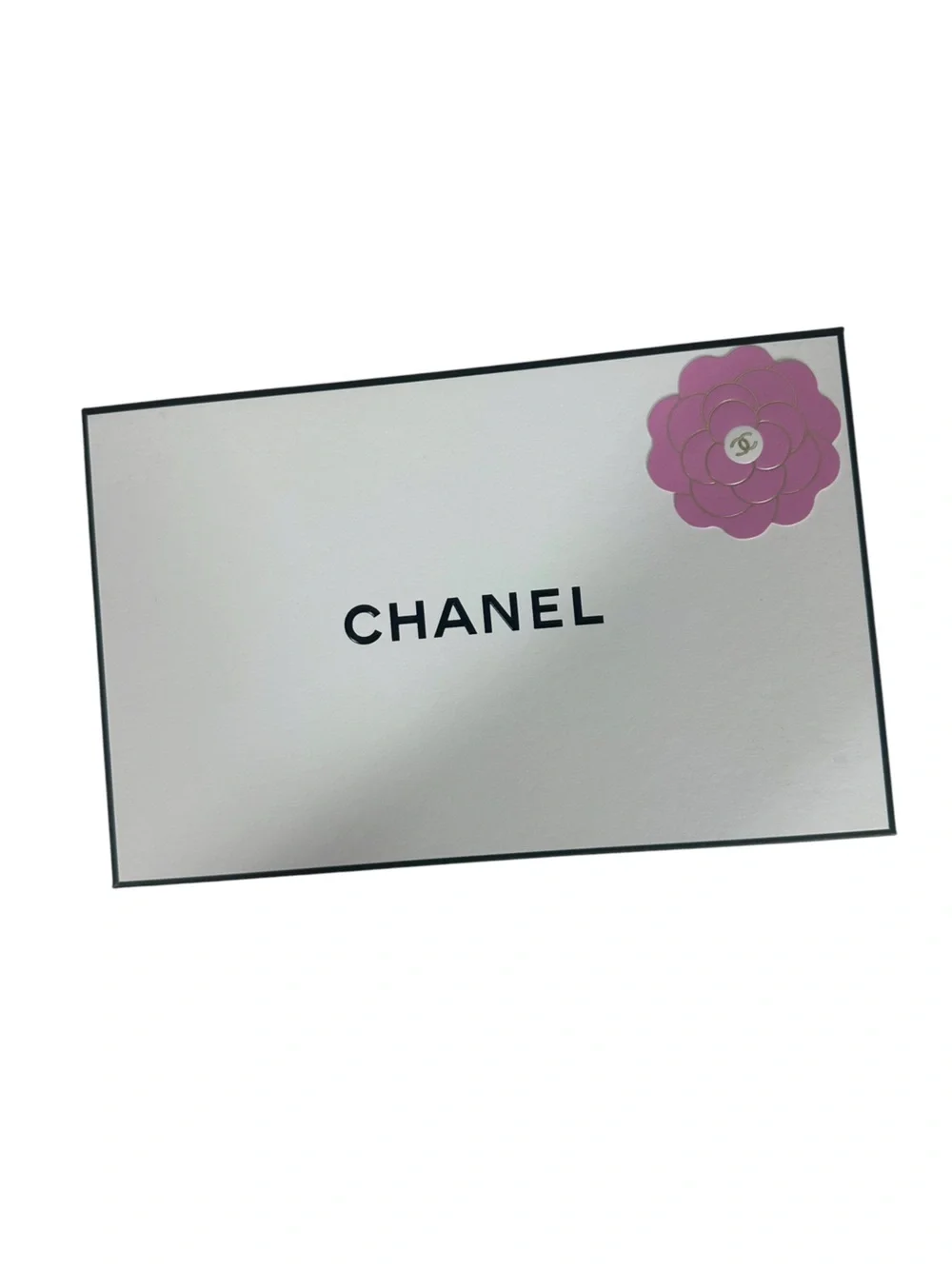 CHANEL White Gift Box with Pink Camellia Accent